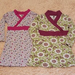 Set of 2 Tea Collection Tunic Wrap Long Sleeve Dresses 2T/3T - GUC